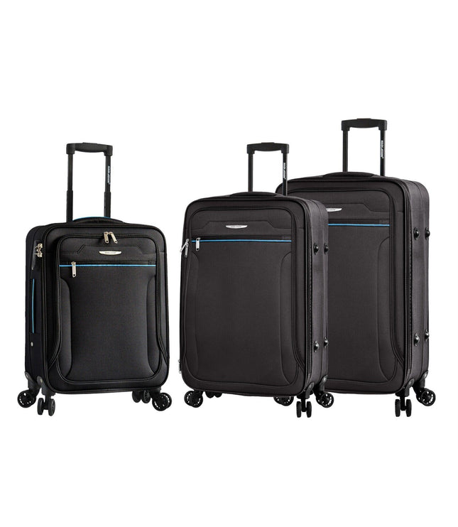 Cinderford Set of 3 Soft Shell Suitcase in Black