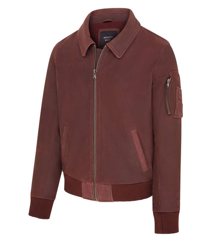 Men's A2 US Airforce Cowhide Aniline Leather Bomber Jacket - Burgundy