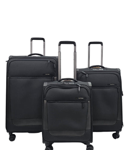 Bourne Set of 3 Soft Shell Suitcase in Black