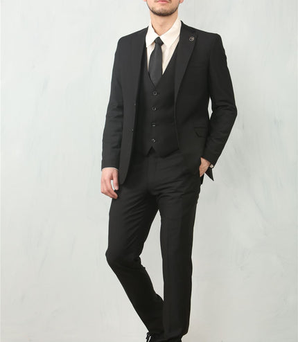 Men's Black 3 Piece Formal Classic Prom Suit Workwear