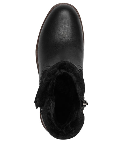 Tamaris Womens Winter Black Leather Buckle Zip Biker Ankle Boots