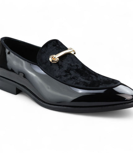 Men’s Smart Black Loafers Leather Lined Velvet Slip-On Shoes