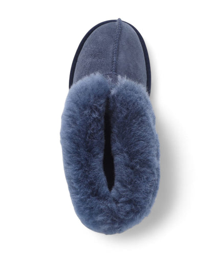 Women's Sheepskin Suede Ankle Navy Slip-On Bootie Winter - Glacier