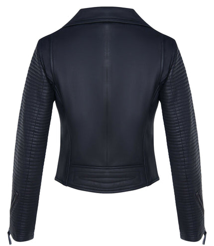 Womens Leather Matt Vintage Brando Biker Jacket-Taipei