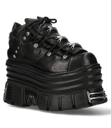 New Rock M-106-C181 Black Gothic Punk Chunky Platform Ankle Boots