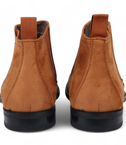 Men's Tan Suede Chelsea Boots Real Leather Lined Slip-On