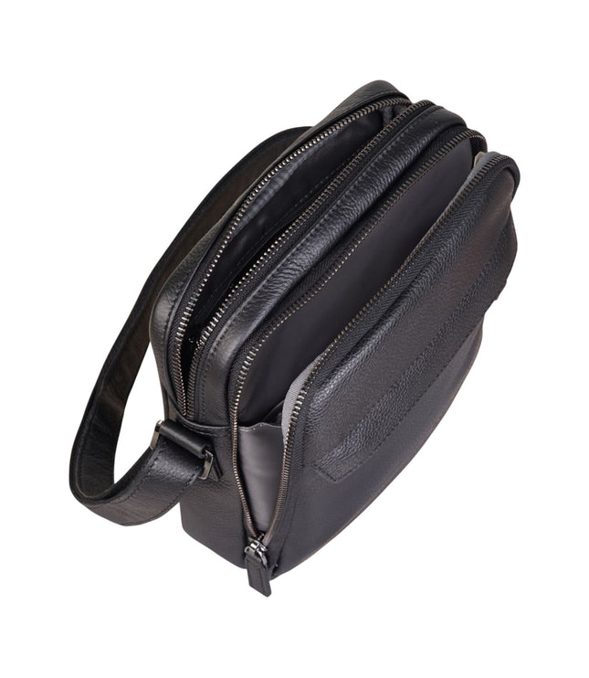 Genuine Leather Black Vintage Messenger Crossbody Travel Bag - Hawthrone