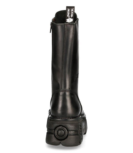 New Rock Unisex Metallic Black Techno Biker Boots - M-MILI211C-C1