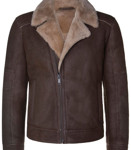 Mens Sheepskin Leather Biker Jacket-Bruma
