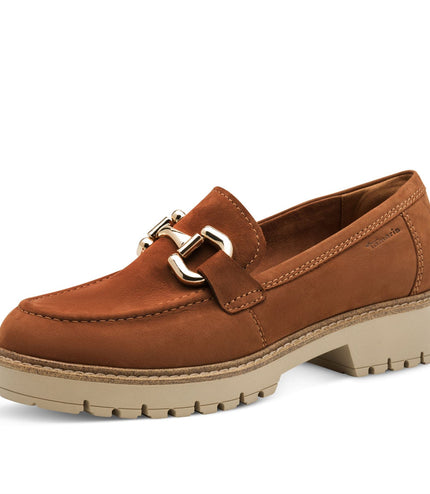 Tamaris Womens Cognac Tan Brown Leather Loafers Slip-On Platform Shoes