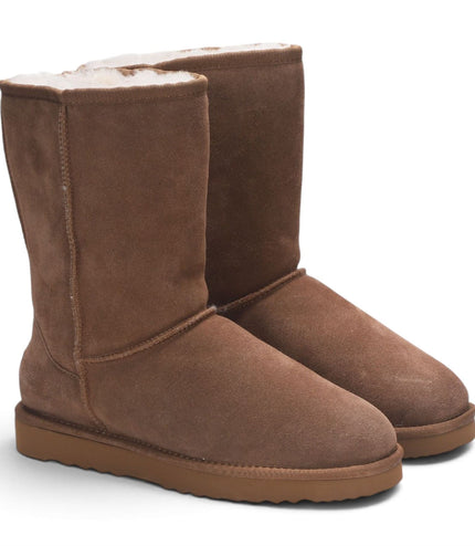 Men's Genuine Sheepskin Chestnut Suede Winter Ankle Boots - Denver