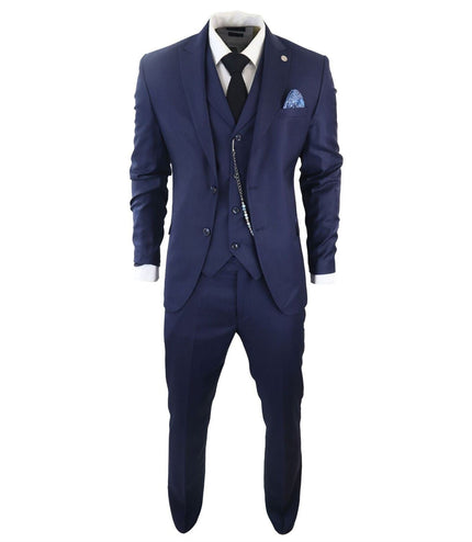 Men's Classic 3-Piece Plain Navy Suit