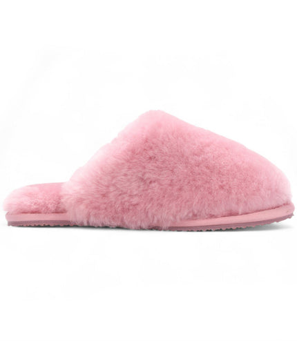 Women's Sheepskin Slippers Pink Warm Winter Fur Mule - Aurora