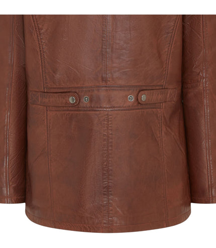 Men's Leather Military Jacket Outwear Trenchcoat - Field - Tan