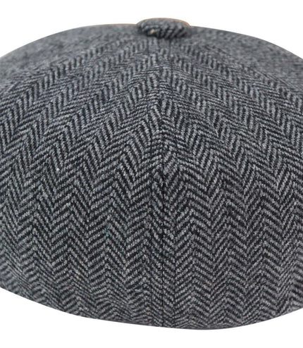 Mens Peaky Blinders Tweed Gatsby Flat Baker Hat With Razor Blade