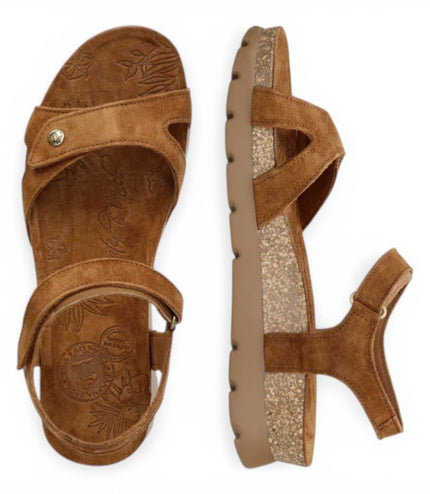 Panama Jack Women's Wedge Bark Brown Suede Leather Platform Sandals -  Sulia B26