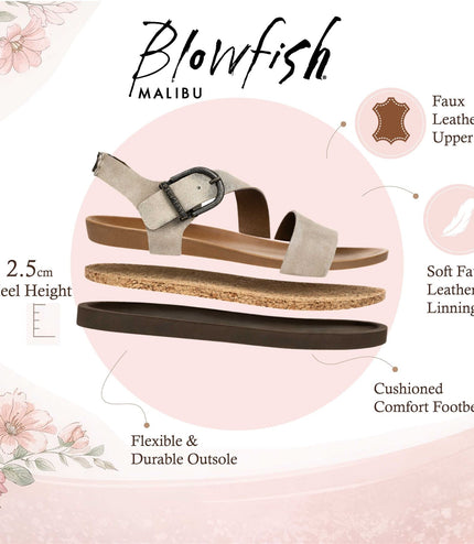 Blowfish Malibu Women's Cloud Silver Footbed Strappy Flat Sandals - Lance