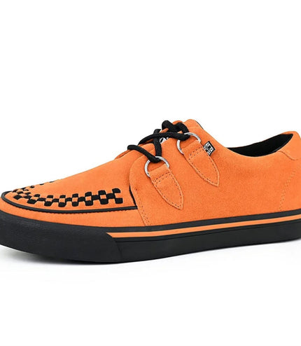TUK Pointed Creeper Sneaker Orange Cow Suede Platform Shoes - A9182