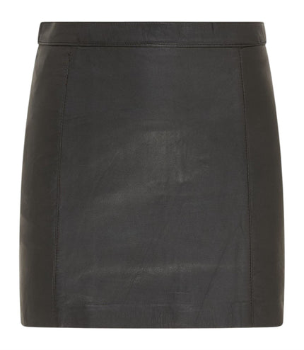 Women's Black Leather Biker Pencil Short Mini Skirt - Harper
