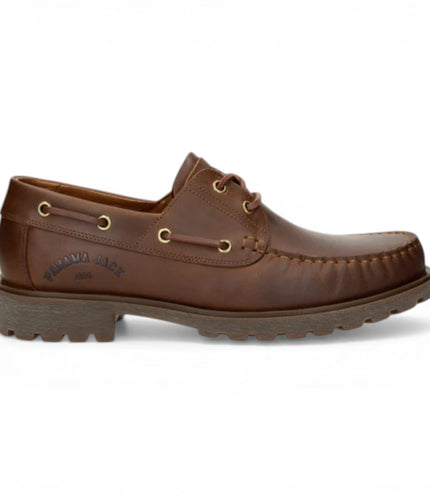 Panama Jack Boat C5 Men's Waterproof Bark Brown Leather Lace-Up Low-Cut Ankle Boots -