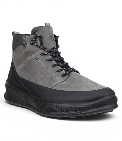 Ecco Men's Waterproof Black Grey Leather Outdoor Walking Boots - Byway 2.0