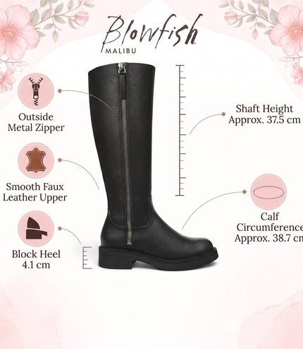 Blowfish Malibu Women's Black Faux Leather High Riding Boots - Venice Tall