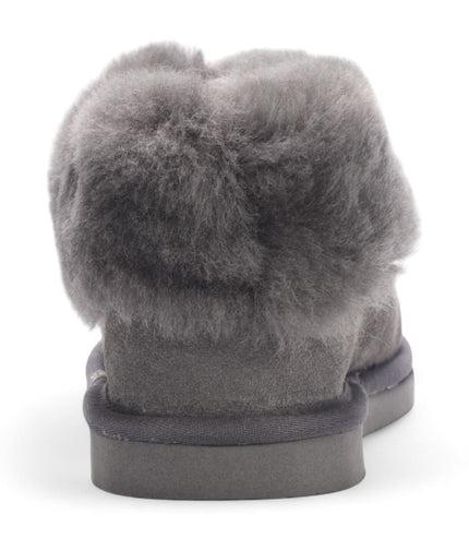 Women's Sheepskin Suede Ankle Grey Slip-On Bootie Winter - Glacier