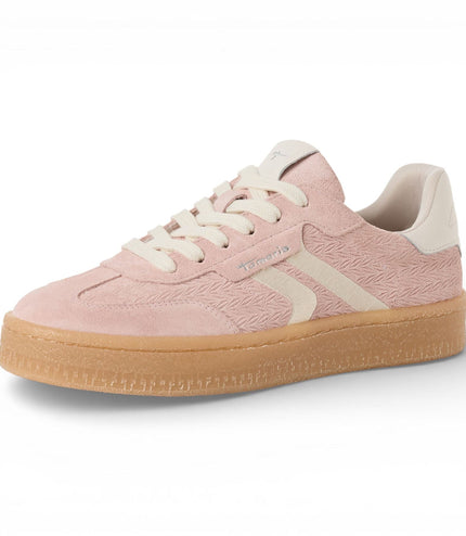 Tamaris Women's Pink Leather White Stripes Trainers Sneaker Shoes