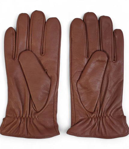 Men's Tan Brown Italian Leather Warm Wool Lining Winter Gloves - M-LGV-305