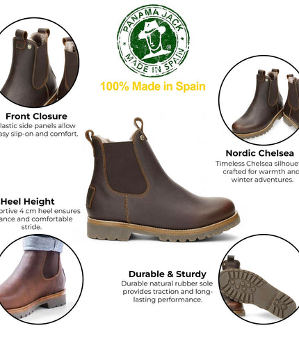 Panama Jack Men's Beny Igloo C2 Chestnut Waterproof Leather Chelsea Boots
