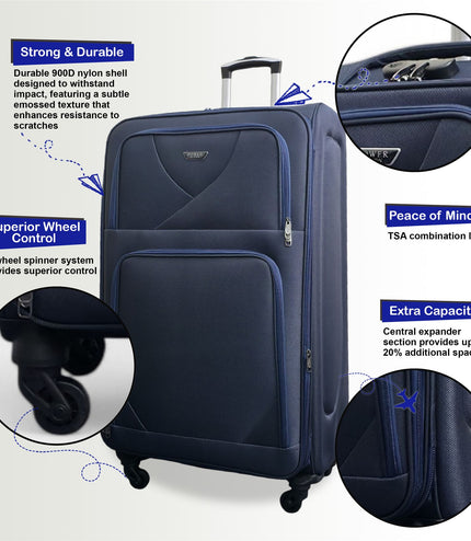 Nagoya X-Large Soft Shell Suitcase in Navy