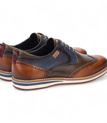 Pikolinos Men's Brandy Brown Leather Brogue Lace-Up Oxford Shoes - Avila
