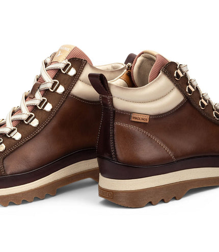 Pikolinos Women's Brown Leather Trainers Sneaker Winter Lace-up Boots - Vigo