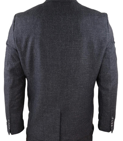 Men's 3 Piece Black Herringbone Tweed Suit