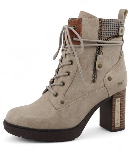 Mustang Women's Off-White High-Heeled Ankle Boots