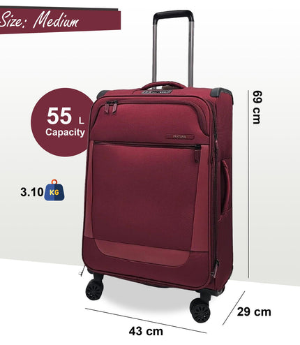 Bourne Medium Soft Shell Suitcase in Burgundy