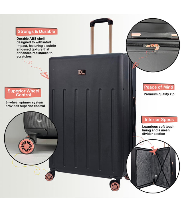 Cramlington Set of 3 Soft Shell Suitcase in Black