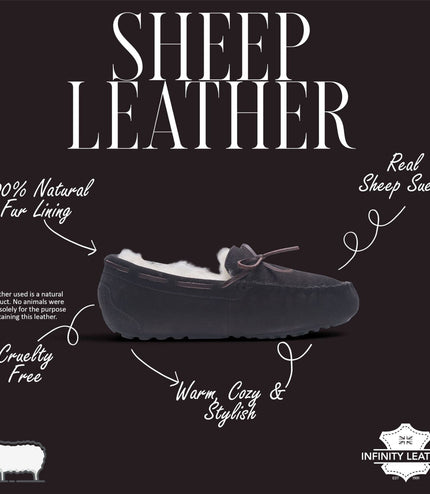 Women's Brown Genuine Sheepskin Moccasin Winter Slippers - Aspen