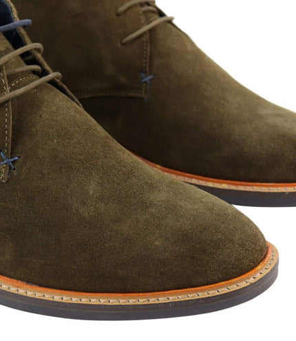 Mens Khaki Suede Lace Up Chukka Boots