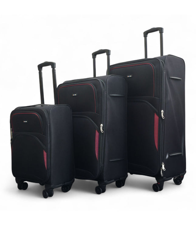 Gosford Set of 3 Soft Shell Suitcase in Black