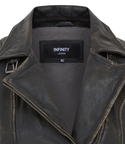 Womens Black Quilted Leather Brando Classic Biker Jacket