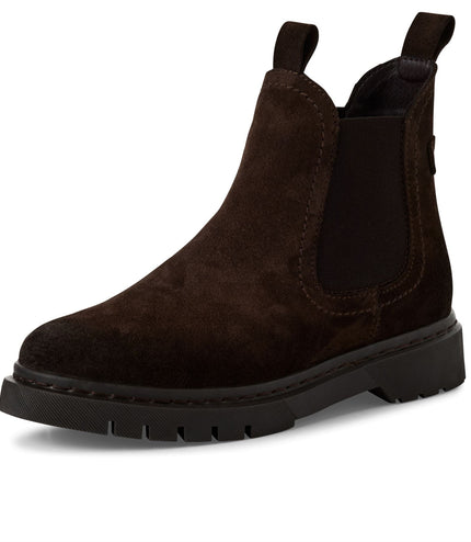 Tamaris Womens Mocca Brown Suede Leather Classic Chelsea Ankle Boots