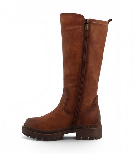 Mustang Women's Cognac Brown Knee High Chunky Long Winter Boots - M0062001