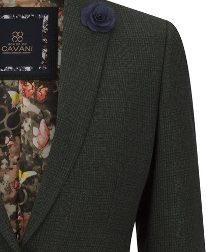Women's Tweed Green Check Blazer Wool Classic Jacket