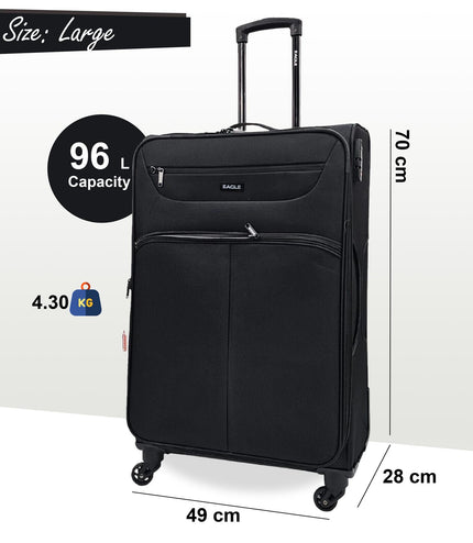 Ashford Large Soft Shell Suitcase in Black