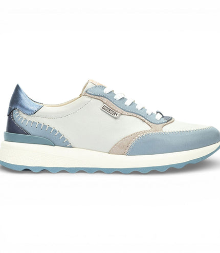 Pikolinos Women's Denim Blue Leather Lace Up Sneaker Trainers Shoes - Arrecife