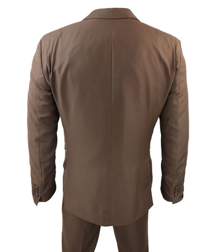 Mens IM1 Classic Plain Brown 3 Piece Suit