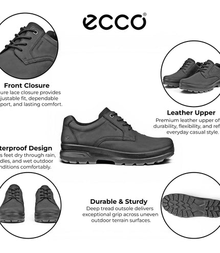 Ecco Men's Black Leather Waterproof Casual Shoes -  Rugged Track 25