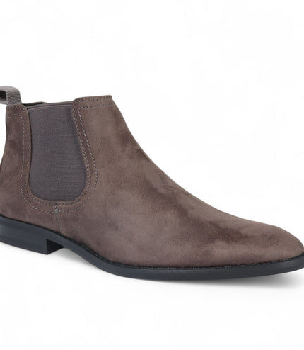Men's Grey Suede Chelsea Boots Real Leather Lined Slip-On