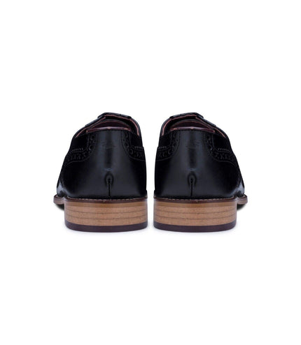 Mens Classic Oxford Black Leather Gatsby Brogue Shoes
